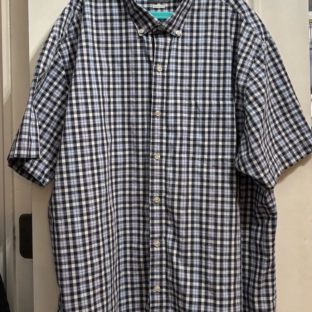 Van Heusen Navy and White Plaid Shirt